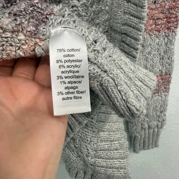 maurices Striped Open Front Knit Cardigan Sweater‎ Gray Pink Purple Women's M - Picture 4 of 7